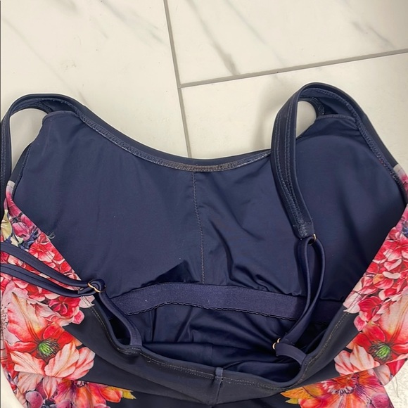 Aqua Rose Navy and Pink Floral One Piece Swimsuit Size M - Picture 9 of 14